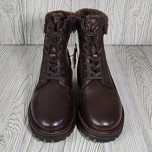 Stylish NEW with tags, women Brown Leather Combat Boots